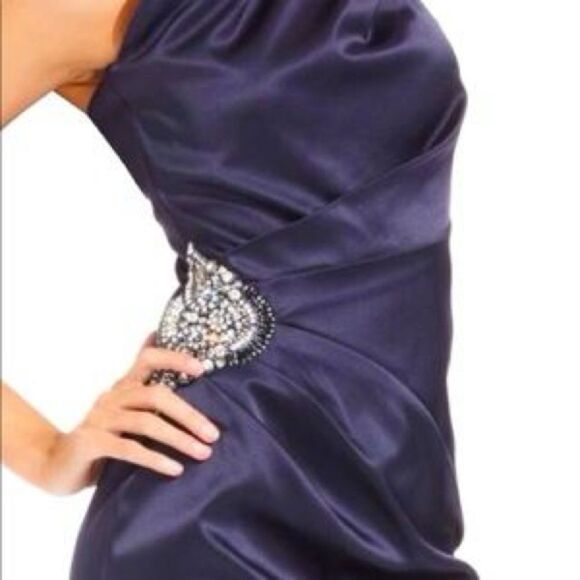 Eliza J Purple One Shoulder Gemstone Dress! - Picture 2 of 6